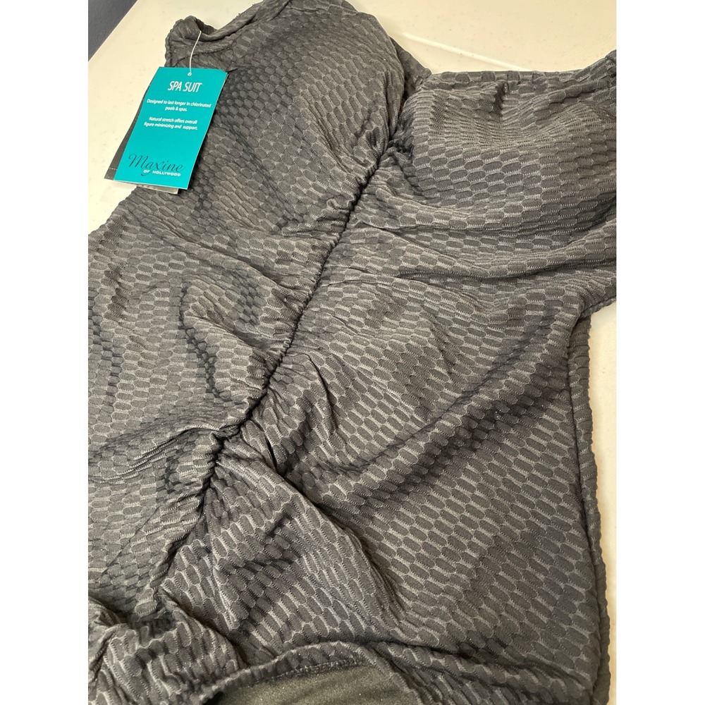 Maxine of Hollywood Women's Textured Spa Shirred Leg One Piece Swimsuit, 14 - Picture 2 of 7